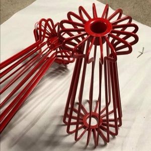 Red Candle Stick with Matching Bowl